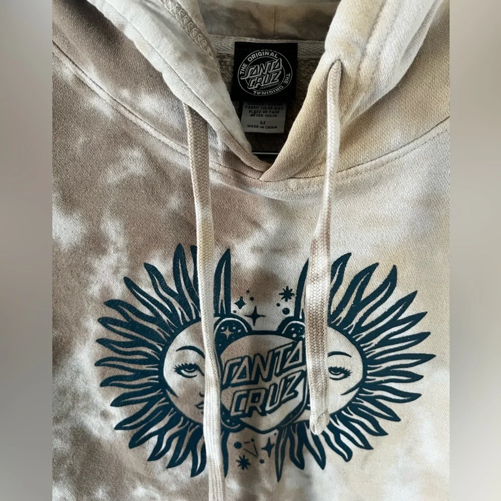 Santa Cruz Tie-Dye Sun & Moon Graphic Hoodie - Beige & White - Picture 2 of 3